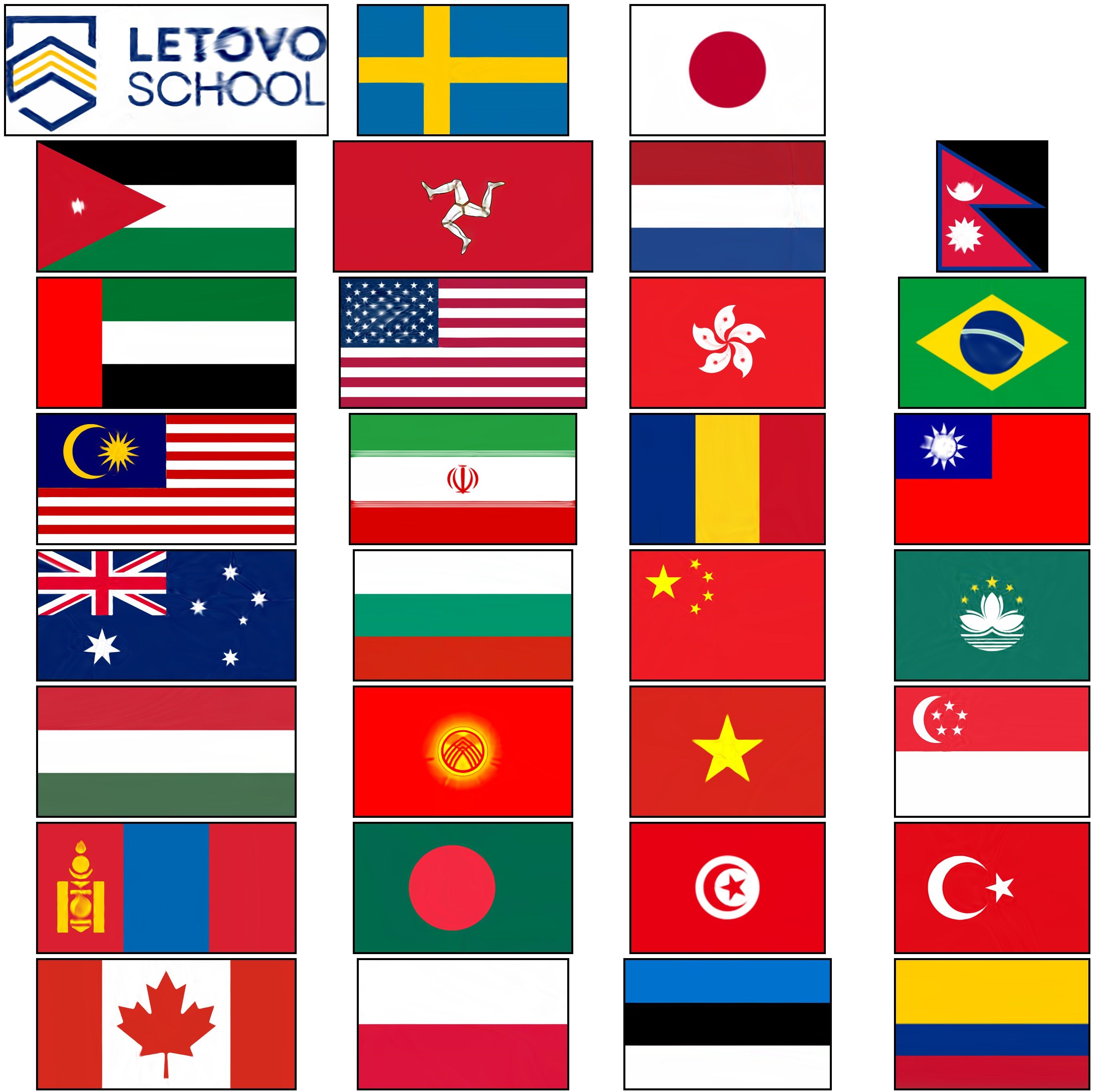 Collage of various flags hidden in CPPN weights!